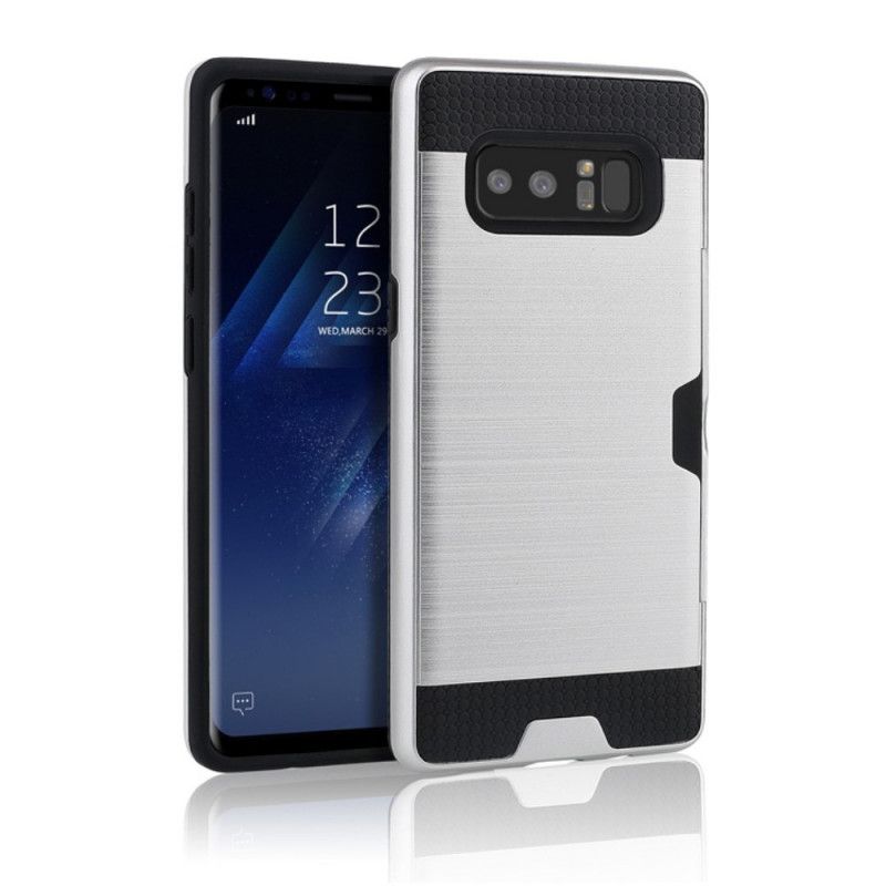 Etui Samsung Galaxy Note 8 Srebrny Szczotkowany Uchwyt Na Karty Etui Ochronne