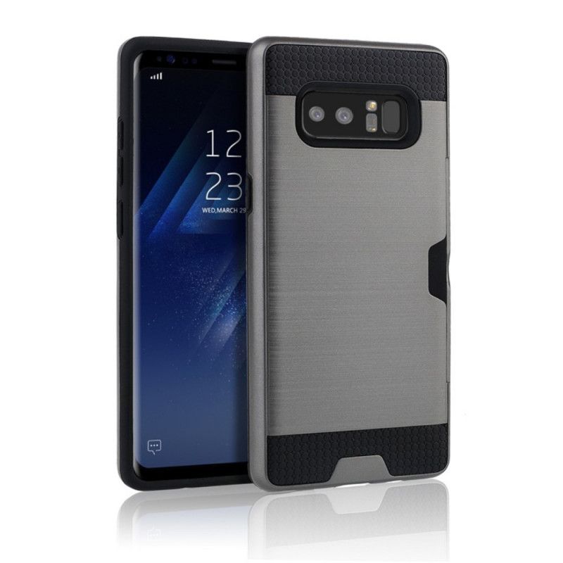 Etui Samsung Galaxy Note 8 Srebrny Szczotkowany Uchwyt Na Karty Etui Ochronne