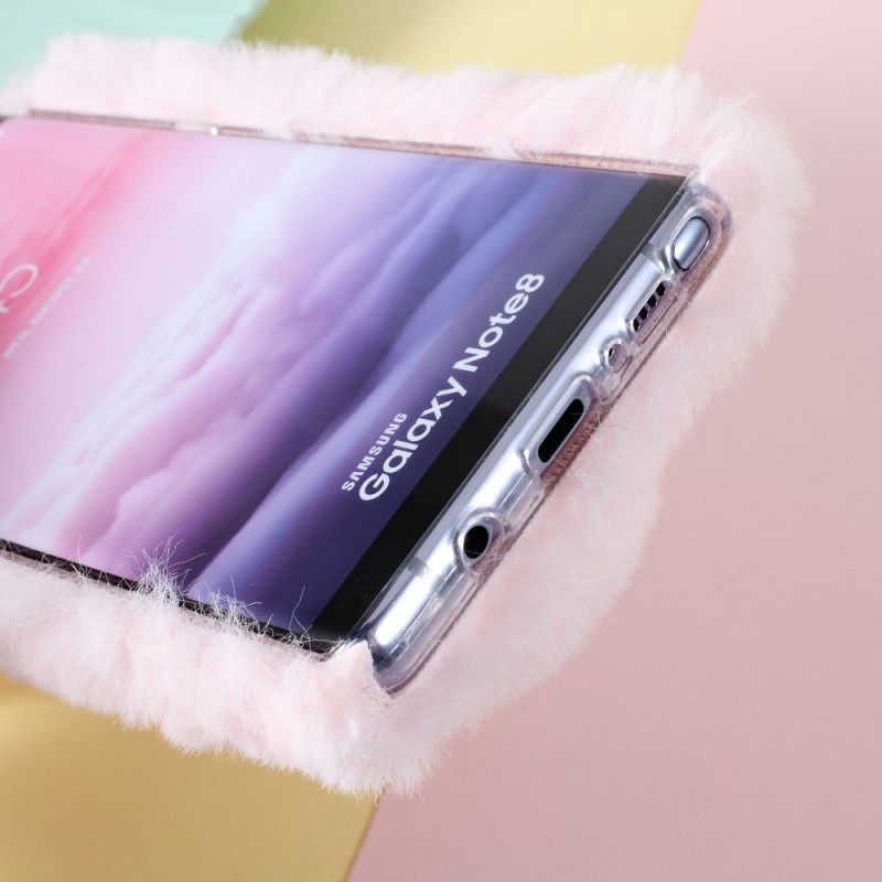 Etui Samsung Galaxy Note 8 Szary Biały Wzór Futra Królika Etui Ochronne