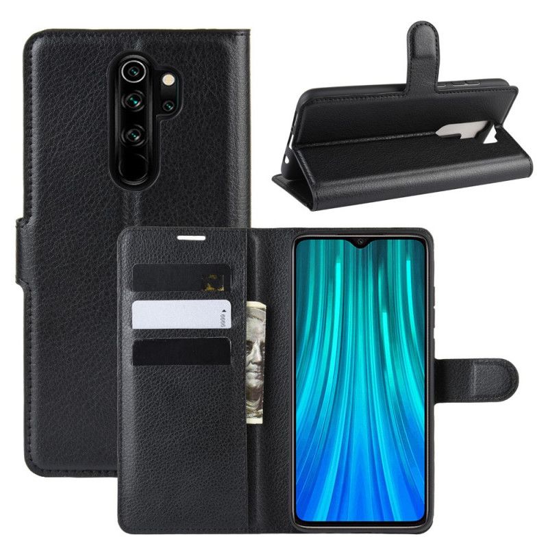 Etui Folio Xiaomi Redmi Note 8 Pro Biały Czarny Klasyczny Etui Ochronne