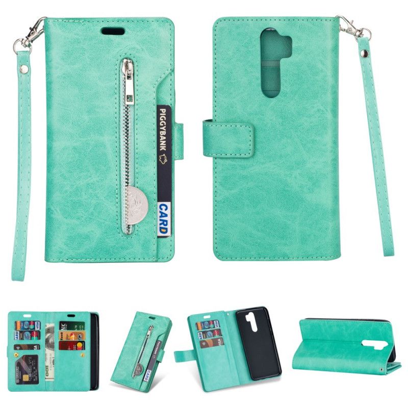 Etui Folio Xiaomi Redmi Note 8 Pro Ciemnoniebieski Magenta Portmonetka Na Monety Z Otworem