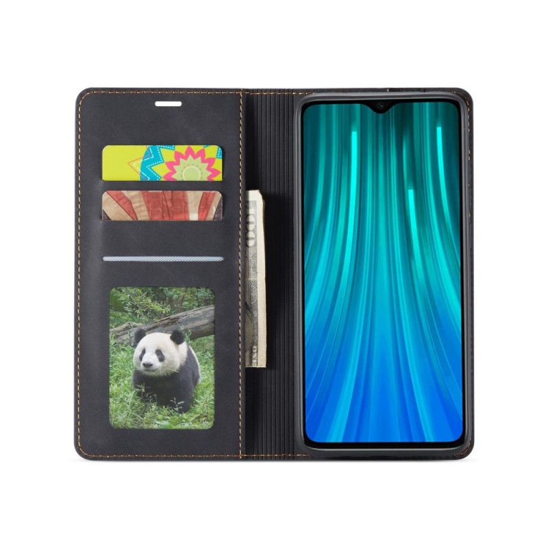 Etui Folio Xiaomi Redmi Note 8 Pro Czerwony Czarny Efekt Skóry Forwenw