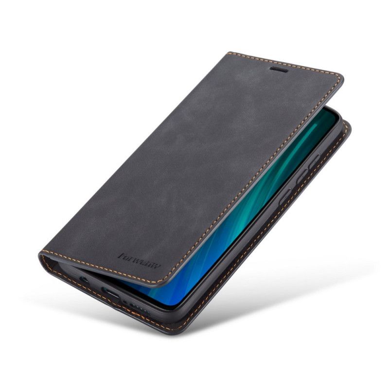 Etui Folio Xiaomi Redmi Note 8 Pro Czerwony Czarny Efekt Skóry Forwenw