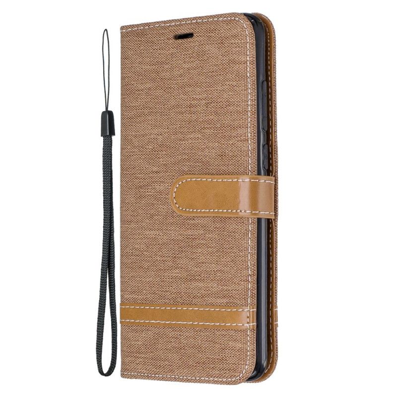 Etui Folio Xiaomi Redmi Note 8 Pro Czerwony Czarny Efekt Tkaniny I Skóry Ze Stringami Etui Ochronne