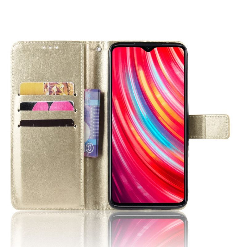 Etui Folio Xiaomi Redmi Note 8 Pro Czerwony Czarny Efektowna Sztuczna Skóra Etui Ochronne