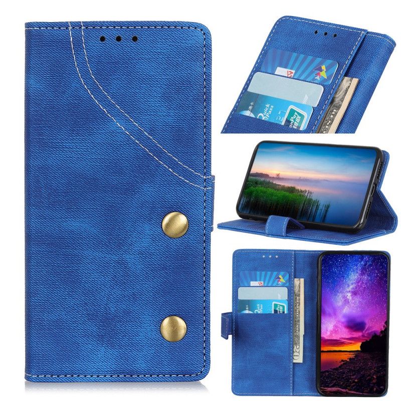 Etui Folio Xiaomi Redmi Note 8 Pro Czerwony Czarny Guziki Do Dżinsów Etui Ochronne