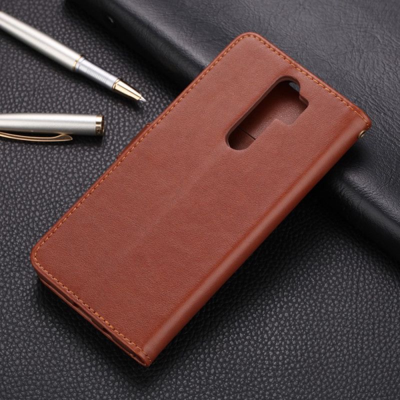 Etui Folio Xiaomi Redmi Note 8 Pro Czerwony Czarny Imitacja Skóry Azns