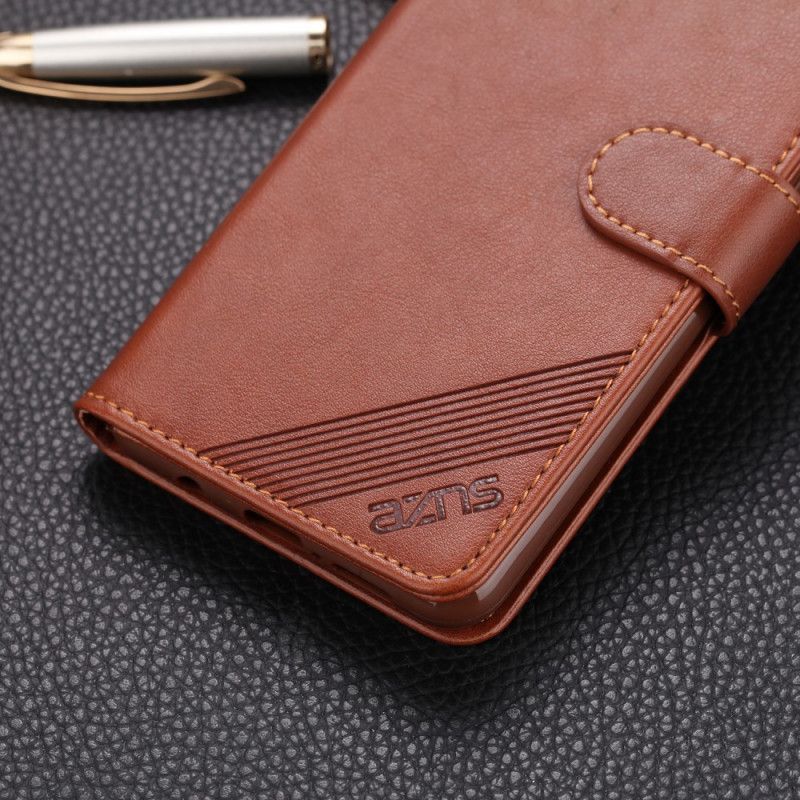 Etui Folio Xiaomi Redmi Note 8 Pro Czerwony Czarny Imitacja Skóry Azns