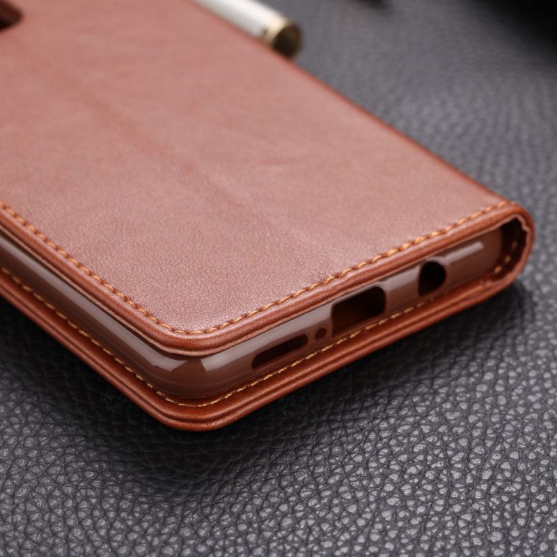 Etui Folio Xiaomi Redmi Note 8 Pro Czerwony Czarny Imitacja Skóry Azns