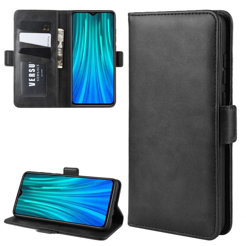 Etui Folio Xiaomi Redmi Note 8 Pro Czerwony Czarny Podwójna Klapa Etui Ochronne