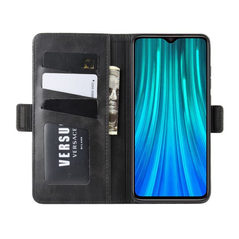 Etui Folio Xiaomi Redmi Note 8 Pro Czerwony Czarny Podwójna Klapa Etui Ochronne