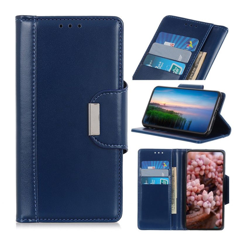 Etui Folio Xiaomi Redmi Note 8 Pro Granatowy Czarny Eleganckie Zamknięcie Ze Sztucznej Skóry Etui Ochronne