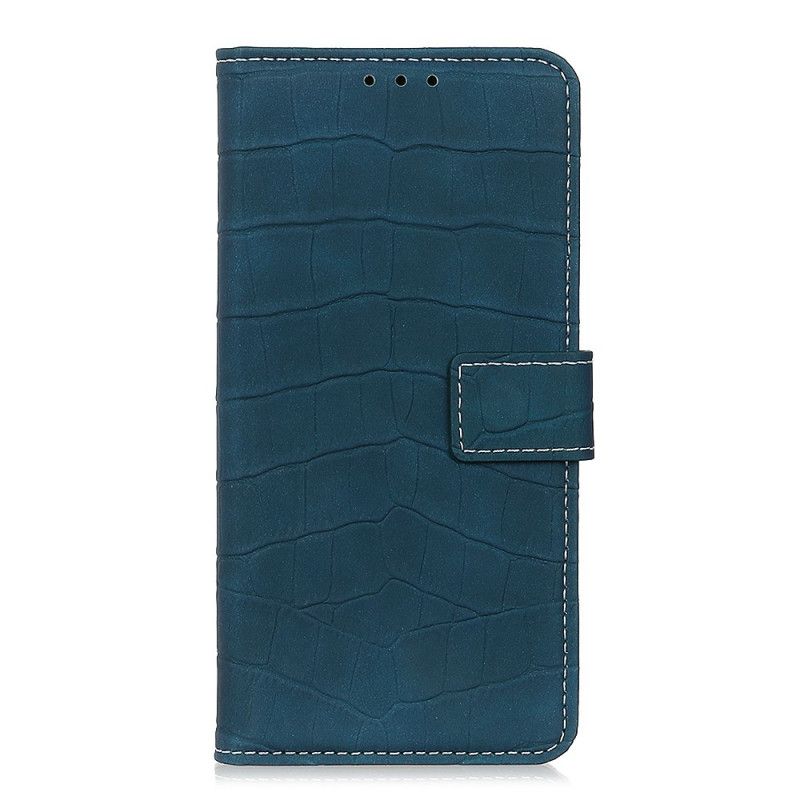 Etui Folio Xiaomi Redmi Note 8 Pro Granatowy Czarny Styl Vintage Ze Skóry Krokodyla Etui Ochronne