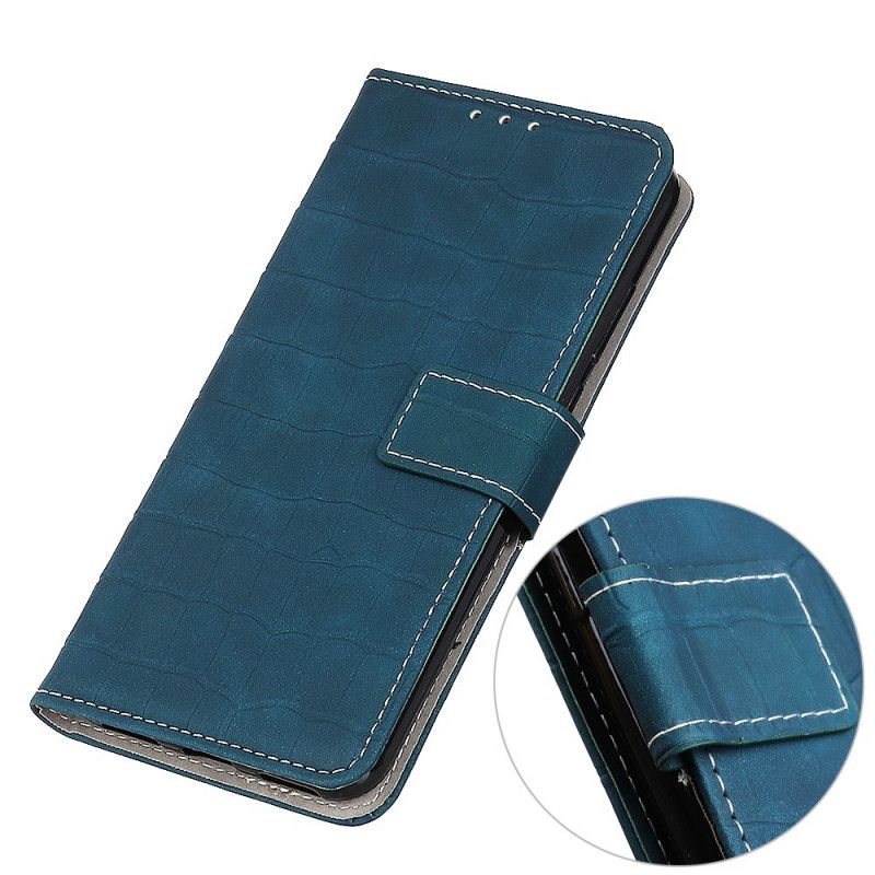 Etui Folio Xiaomi Redmi Note 8 Pro Granatowy Czarny Styl Vintage Ze Skóry Krokodyla Etui Ochronne