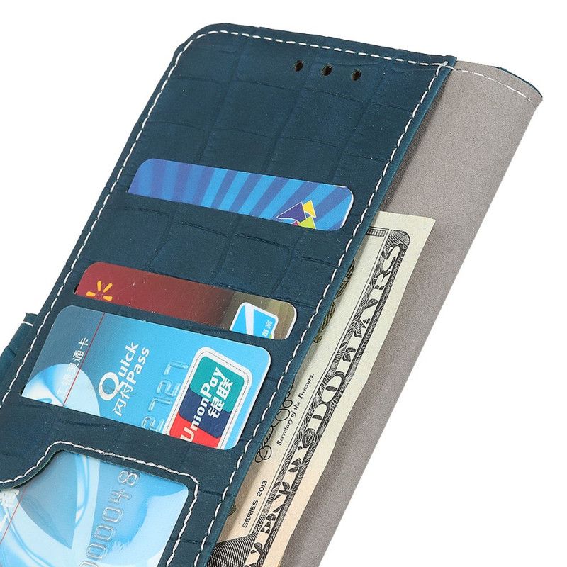 Etui Folio Xiaomi Redmi Note 8 Pro Granatowy Czarny Styl Vintage Ze Skóry Krokodyla Etui Ochronne