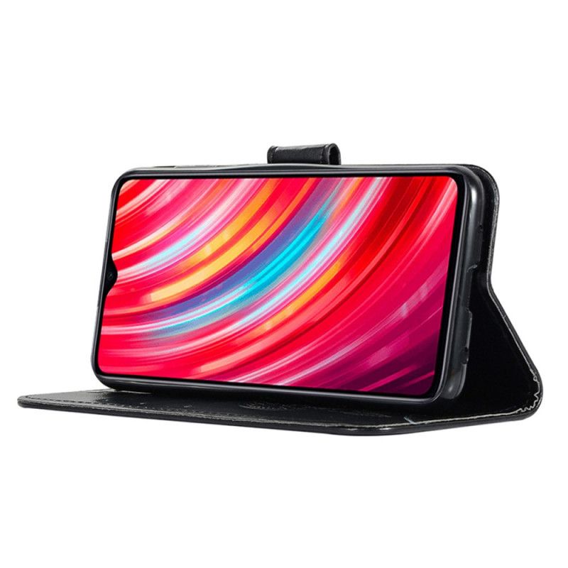 Etui Folio Xiaomi Redmi Note 8 Pro Jasnoniebieski Czarny Łapacz Snów Sowy Z Efektem Skóry Etui Ochronne