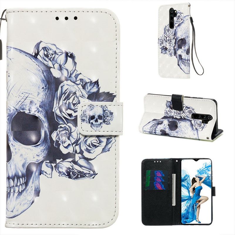 Etui Folio Xiaomi Redmi Note 8 Pro Kwiecista Czaszka Etui Ochronne