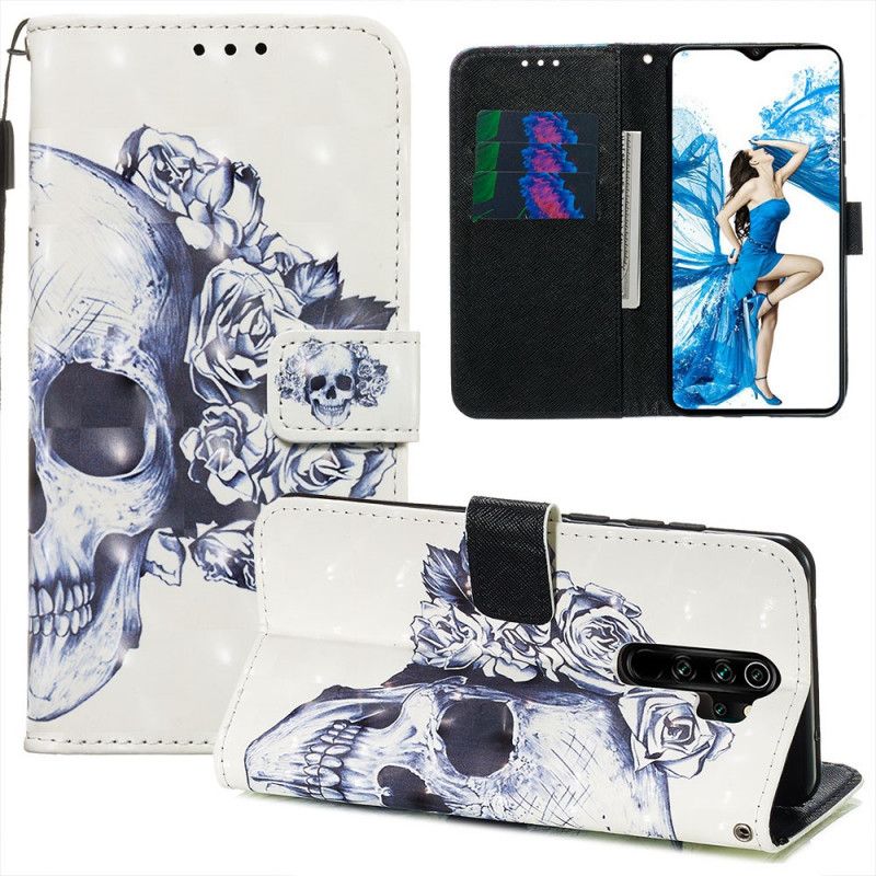 Etui Folio Xiaomi Redmi Note 8 Pro Kwiecista Czaszka Etui Ochronne