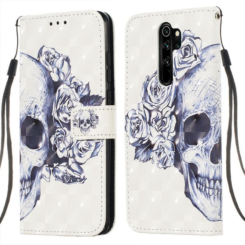 Etui Folio Xiaomi Redmi Note 8 Pro Kwiecista Czaszka Etui Ochronne