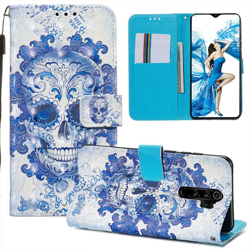 Etui Folio Xiaomi Redmi Note 8 Pro Niebieska Czaszka Etui Ochronne