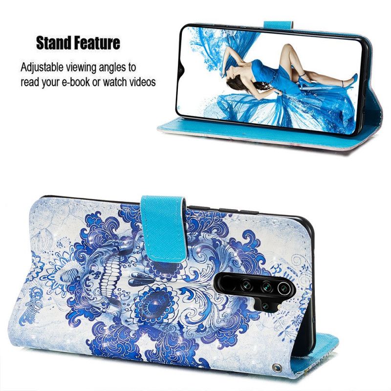 Etui Folio Xiaomi Redmi Note 8 Pro Niebieska Czaszka Etui Ochronne