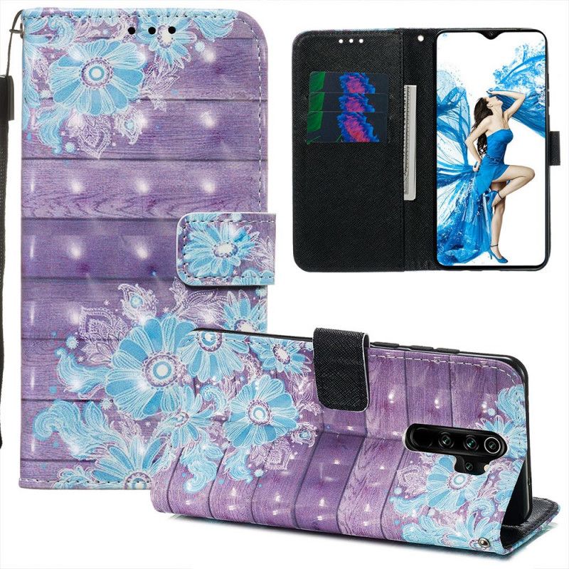 Etui Folio Xiaomi Redmi Note 8 Pro Niebieskie Kwiaty Etui Ochronne