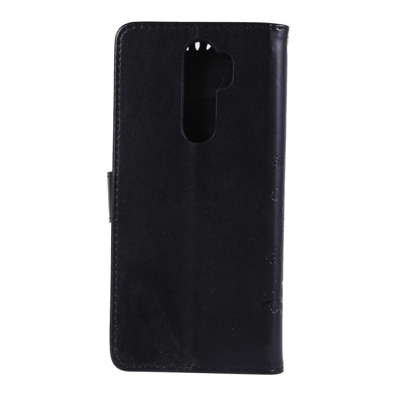 Etui Folio Xiaomi Redmi Note 8 Pro Szary Czarny Motyle I Kwiaty