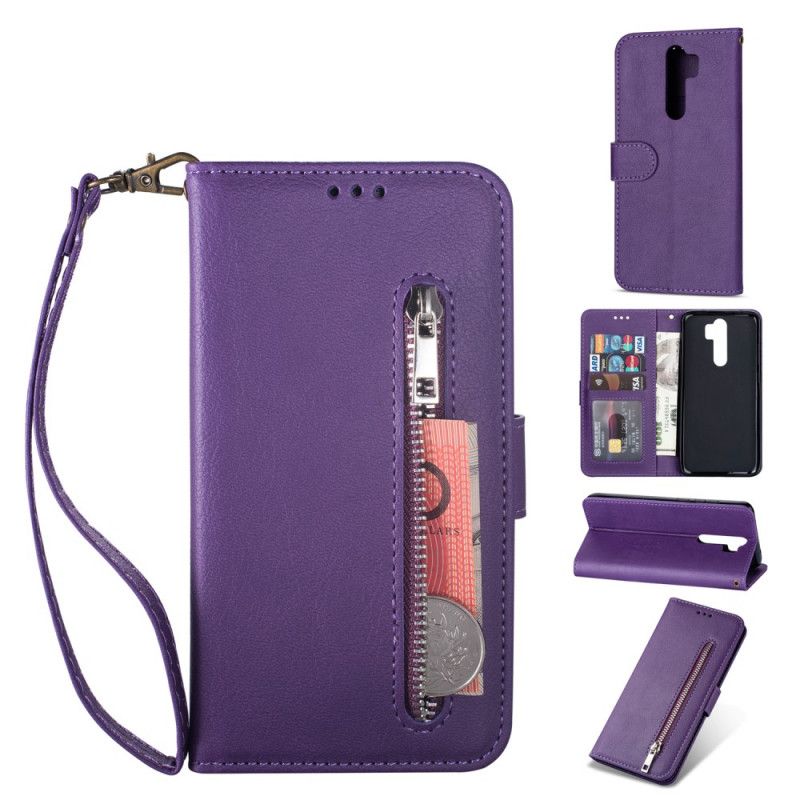 Etui Folio Xiaomi Redmi Note 8 Pro Szary Czarny Portmonetka Na Monety Z Paskiem