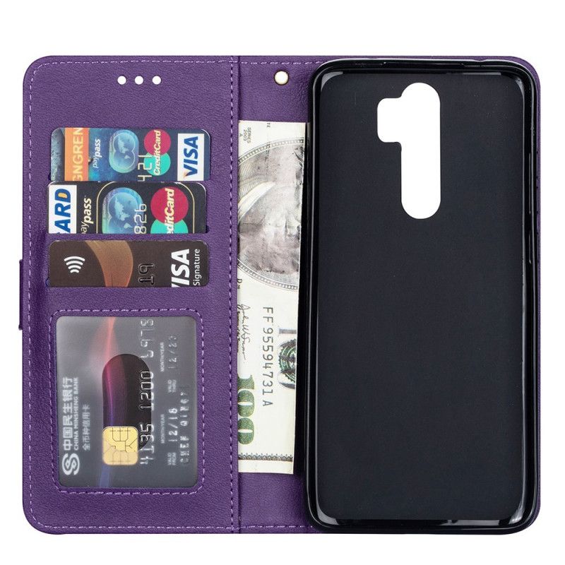 Etui Folio Xiaomi Redmi Note 8 Pro Szary Czarny Portmonetka Na Monety Z Paskiem