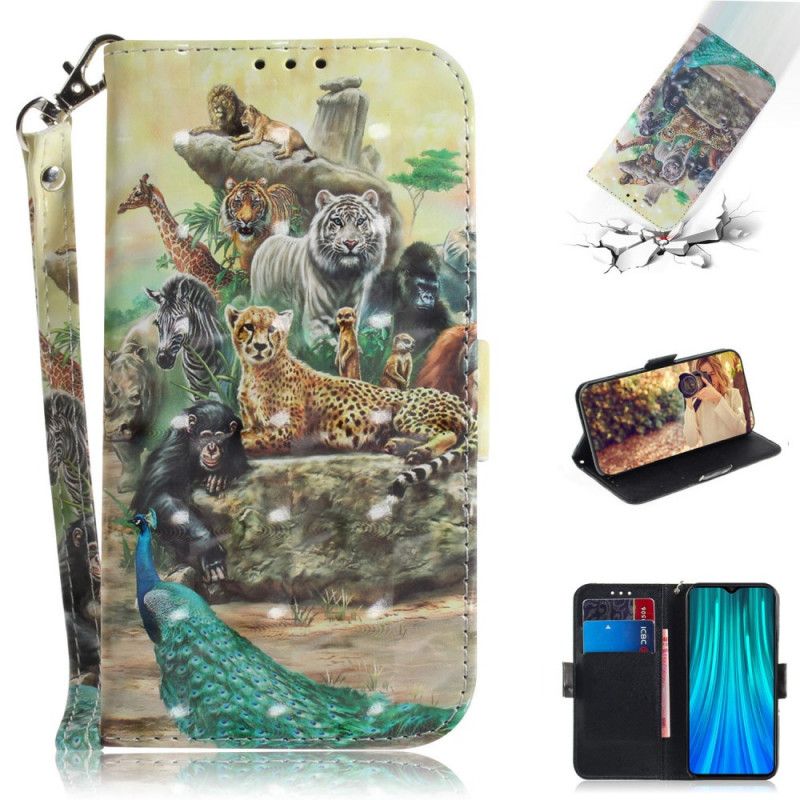 Etui Folio Xiaomi Redmi Note 8 Pro Zwierzęta Safari W Stringach