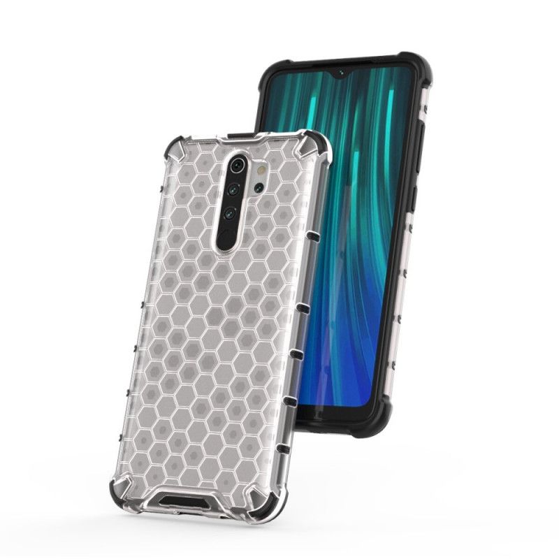 Etui Xiaomi Redmi Note 8 Pro Biały Czarny Styl Plastra Miodu Etui Ochronne