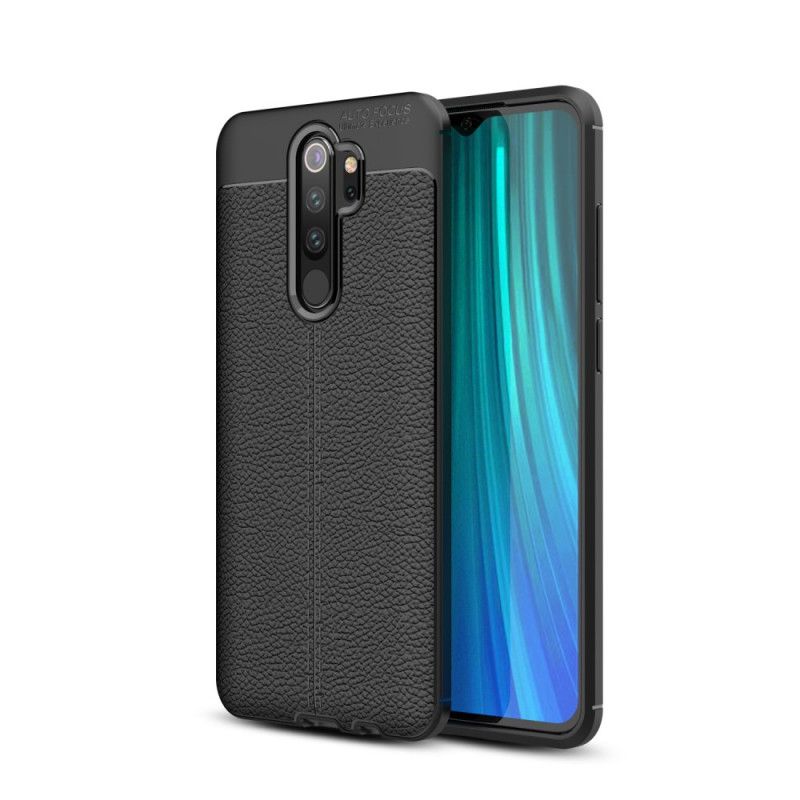 Etui Xiaomi Redmi Note 8 Pro Czerwony Czarny Efekt Skóry Z Podwójną Linią Liczi