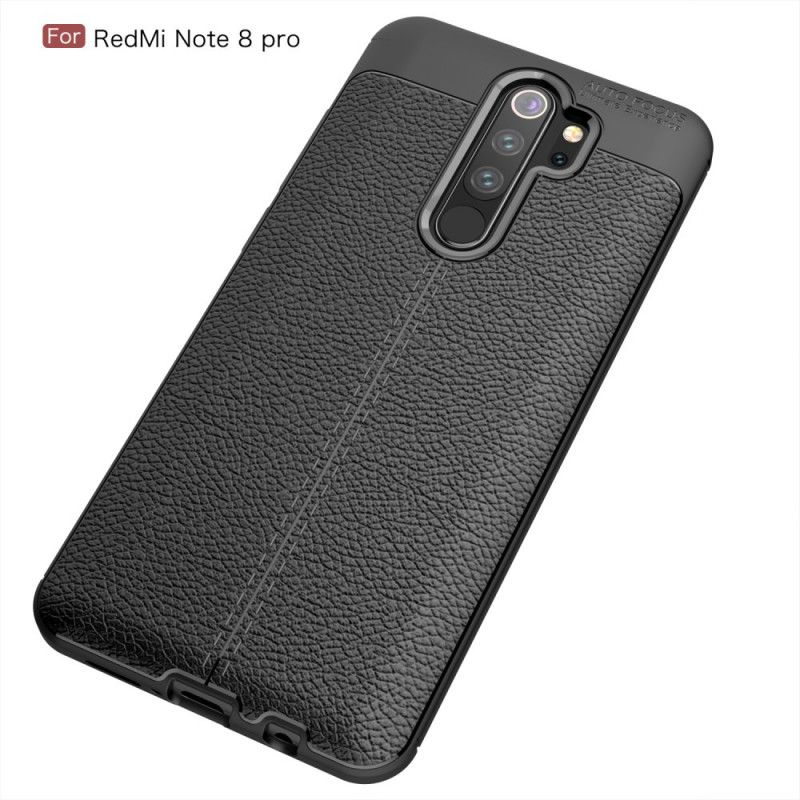 Etui Xiaomi Redmi Note 8 Pro Czerwony Czarny Efekt Skóry Z Podwójną Linią Liczi