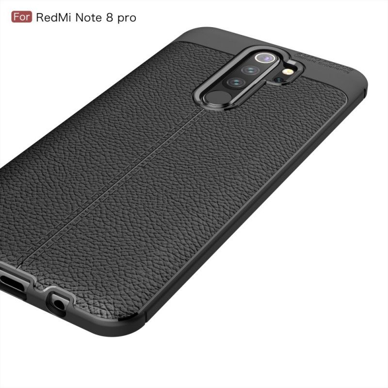 Etui Xiaomi Redmi Note 8 Pro Czerwony Czarny Efekt Skóry Z Podwójną Linią Liczi