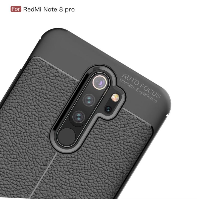 Etui Xiaomi Redmi Note 8 Pro Czerwony Czarny Efekt Skóry Z Podwójną Linią Liczi