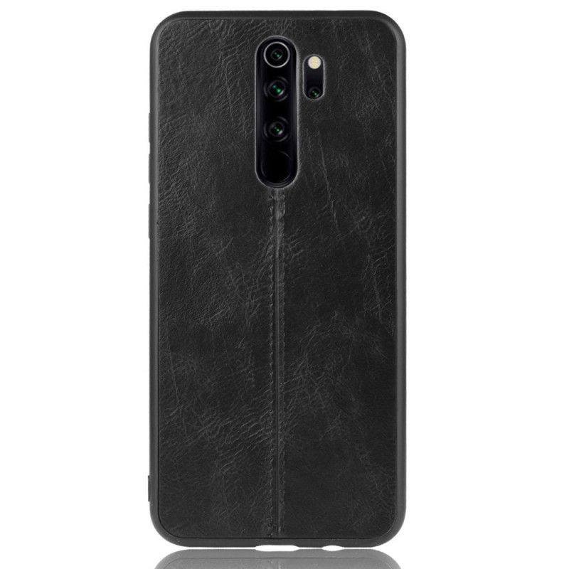 Etui Xiaomi Redmi Note 8 Pro Czerwony Czarny Efekt Szytej Skóry