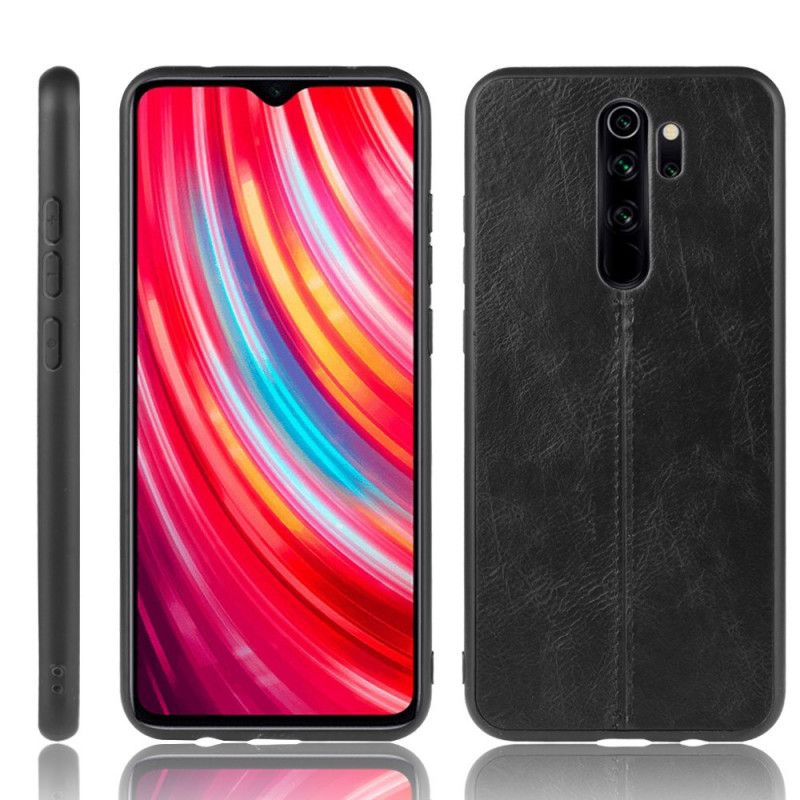 Etui Xiaomi Redmi Note 8 Pro Czerwony Czarny Efekt Szytej Skóry