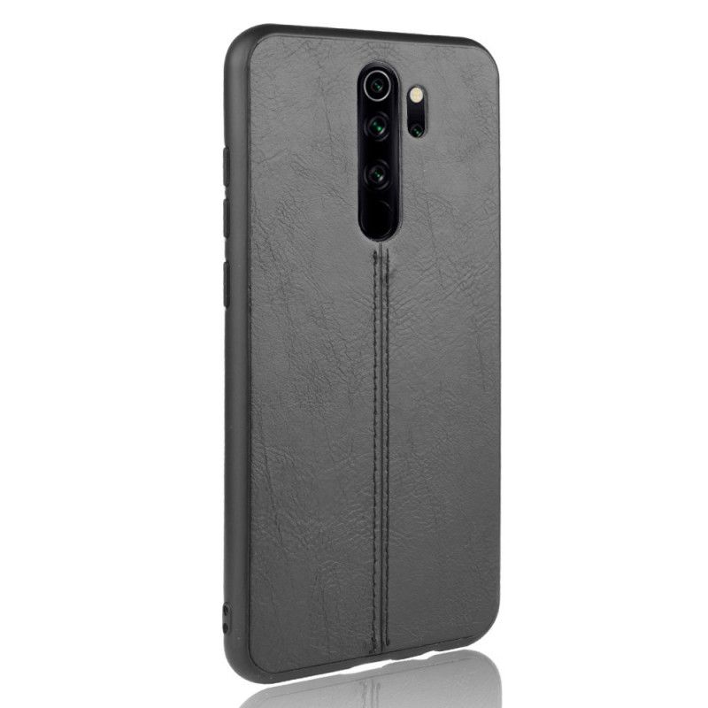 Etui Xiaomi Redmi Note 8 Pro Czerwony Czarny Efekt Szytej Skóry