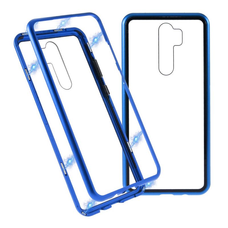 Etui Xiaomi Redmi Note 8 Pro Czerwony Czarny Metalowe Krawędzie I Szkło Hartowane Etui Ochronne