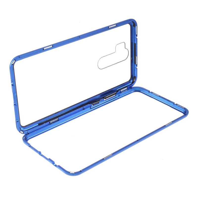 Etui Xiaomi Redmi Note 8 Pro Czerwony Czarny Metalowe Krawędzie I Szkło Hartowane Etui Ochronne