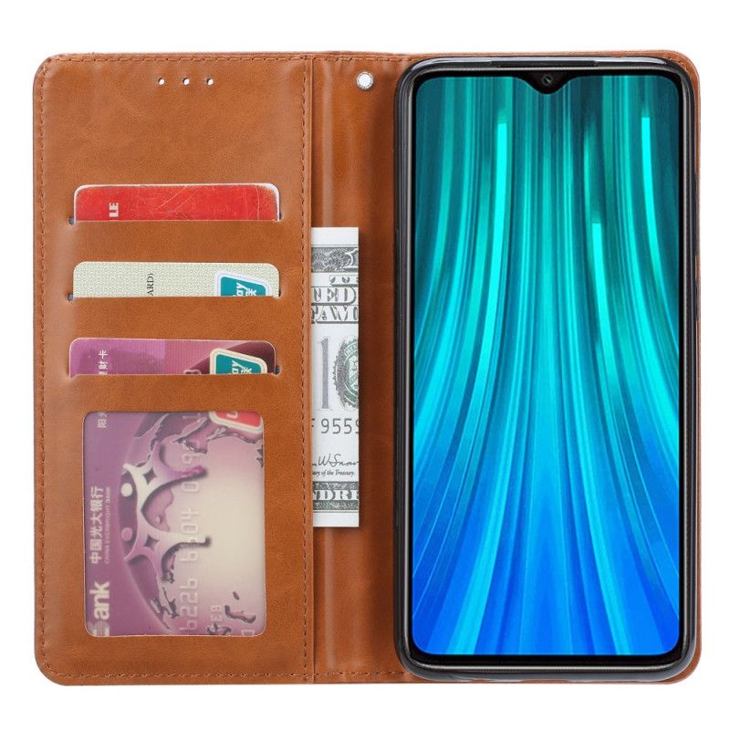 Flip Kotelot Xiaomi Redmi Note 8 Pro Czerwony Czarny Etui Na Karty Ze Sztucznej Skóry