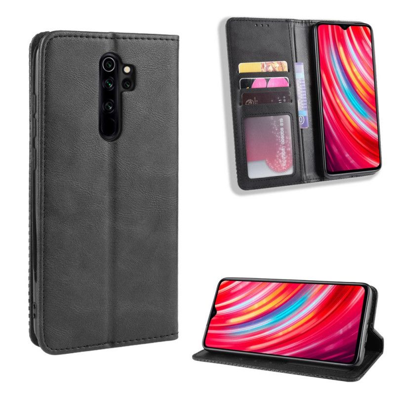 Flip Kotelot Xiaomi Redmi Note 8 Pro Czerwony Czarny Stylizowany Efekt Skóry W Stylu Vintage