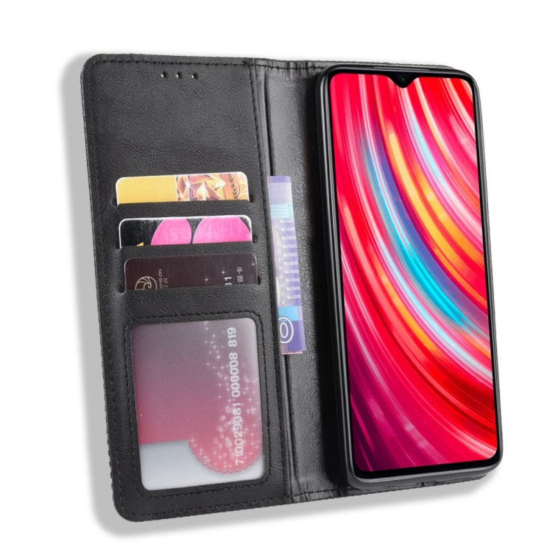 Flip Kotelot Xiaomi Redmi Note 8 Pro Czerwony Czarny Stylizowany Efekt Skóry W Stylu Vintage