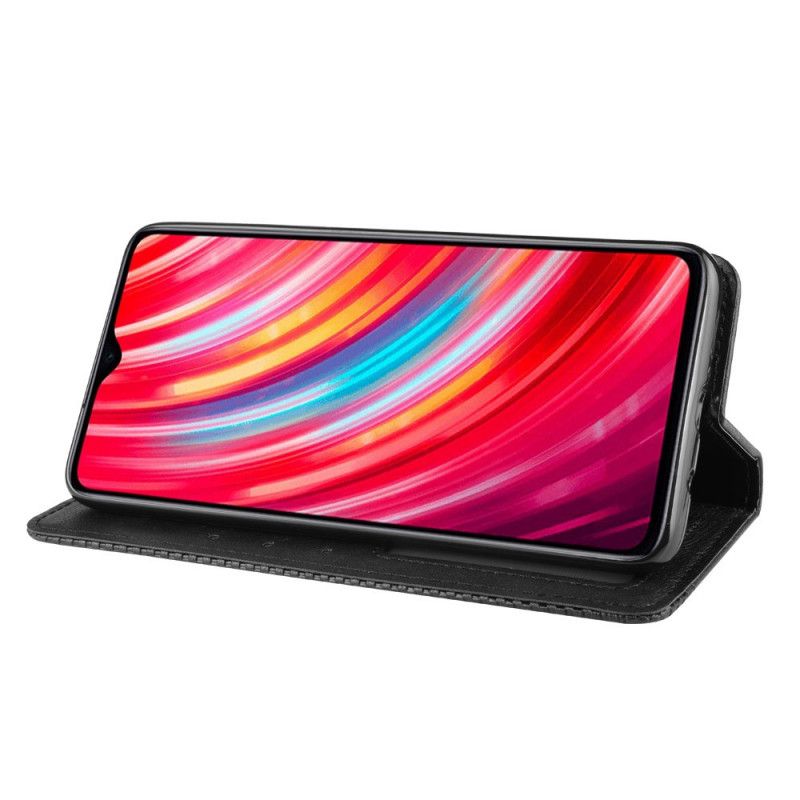 Flip Kotelot Xiaomi Redmi Note 8 Pro Czerwony Czarny Stylizowany Efekt Skóry W Stylu Vintage