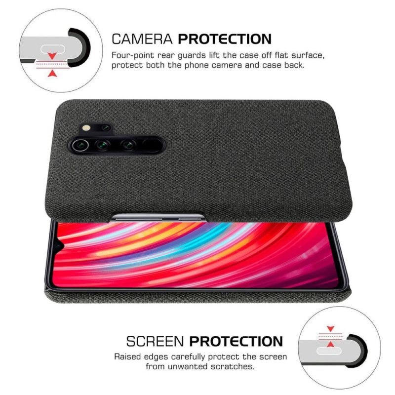 Futerały Xiaomi Redmi Note 8 Pro Szary Czarny Etui na Telefon Szykowna Tkanina Ksq