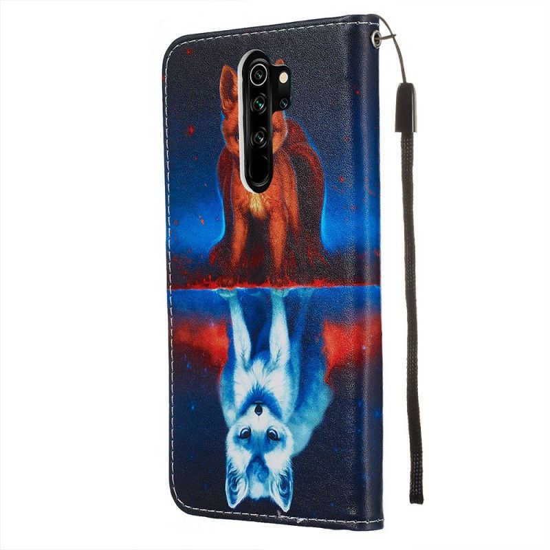 Skórzany Futerał Xiaomi Redmi Note 8 Pro Etui na Telefon Odbicie Psa Juliena W Stringach