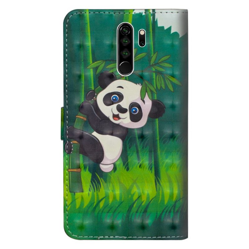 Skórzany Futerał Xiaomi Redmi Note 8 Pro Etui na Telefon Panda I Bambus