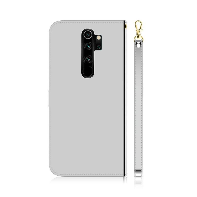 Skórzany Futerał Xiaomi Redmi Note 8 Pro Magenta Czarny Etui na Telefon Osłona Lusterka Z Imitacji Skóry