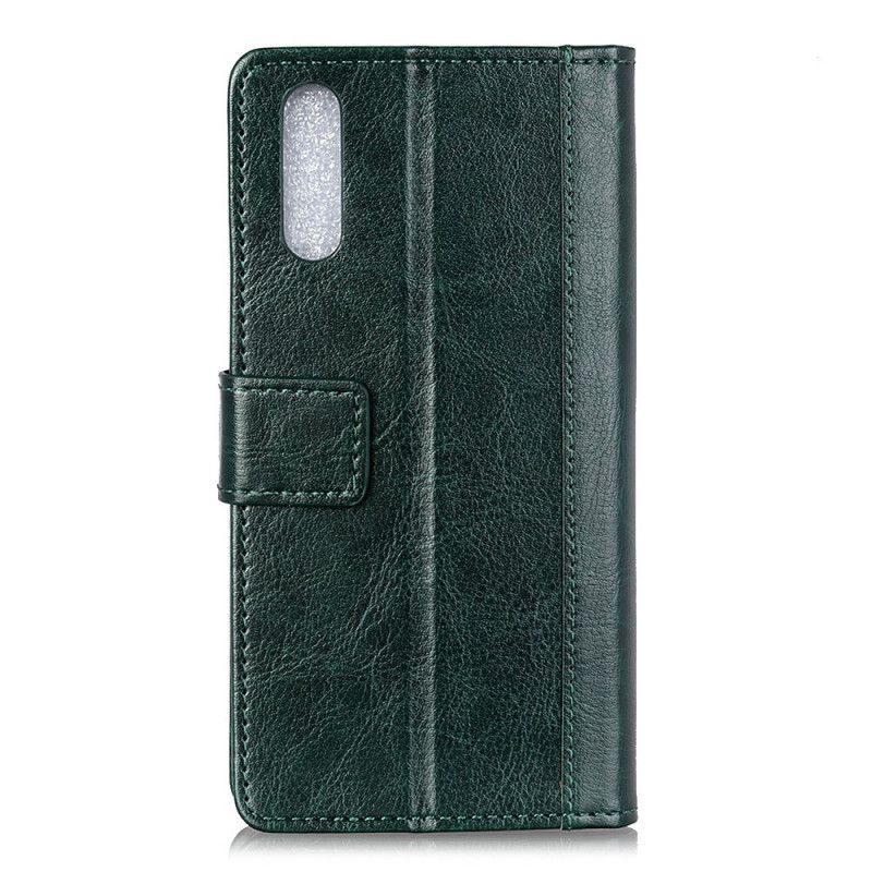 Etui Folio Xiaomi Redmi 9A Czerwony Czarny Efekt Antycznej Skóry Etui Ochronne