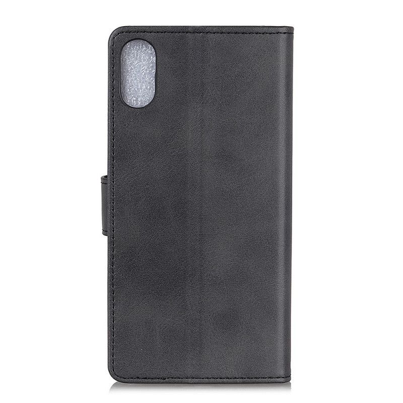 Etui Folio Xiaomi Redmi 9A Czerwony Czarny Efekt Skóry Matowej Retro